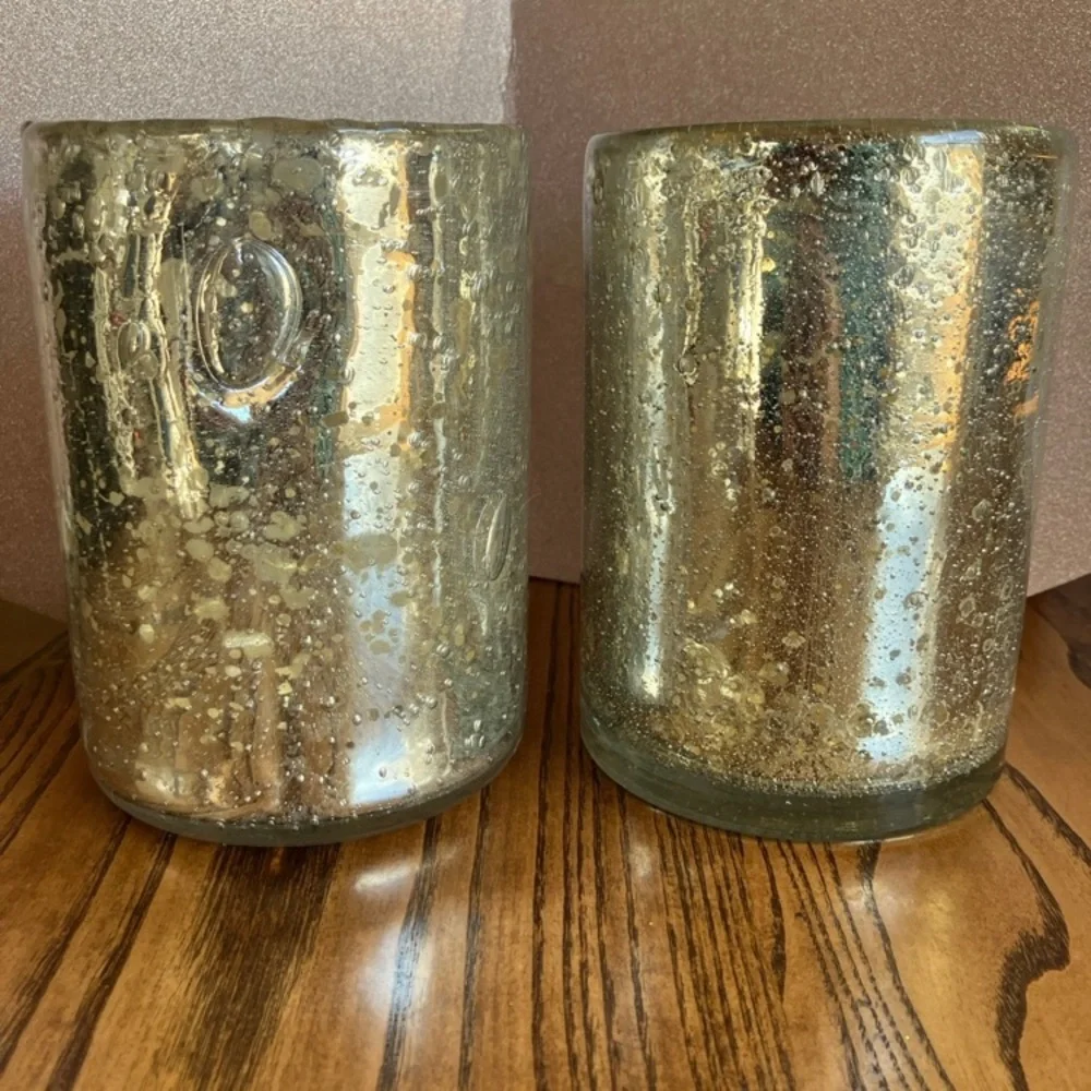 Elegant Gold Glass Candle Holders
